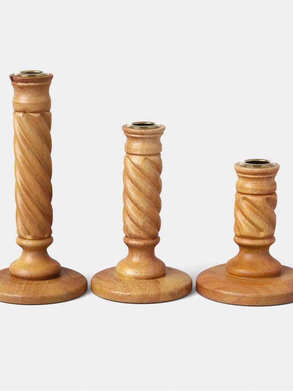 NEW! Threshold - Set of 3 Wood Taper Candle Holders